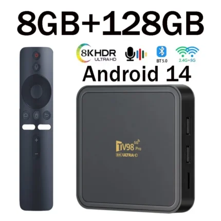 TV98 Pro Android TV Box – أندرويد 14 | 128GB Storage