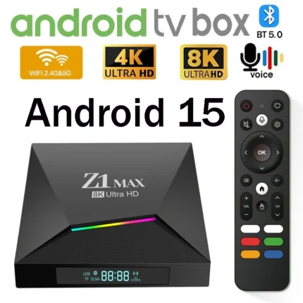 جهاز Z1 Max TV Box (إصدار 2026) يعمل بنظام Android 15